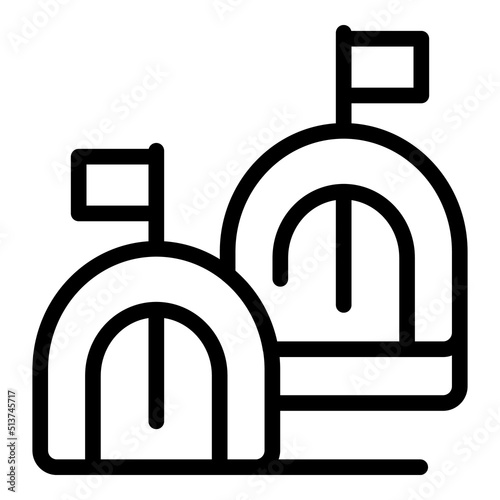 Asylum tent icon outline vector. War refugee. Migrant seeker