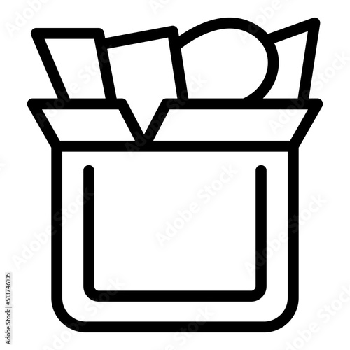 Donation box icon outline vector. Migrant people. Help family