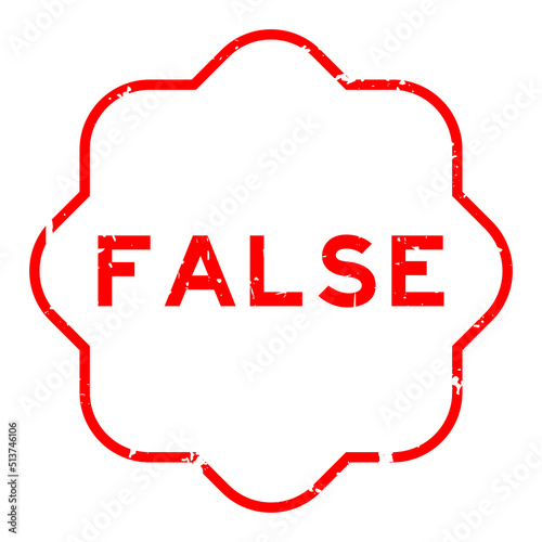 Grunge red false word rubber seal stamp on white background
