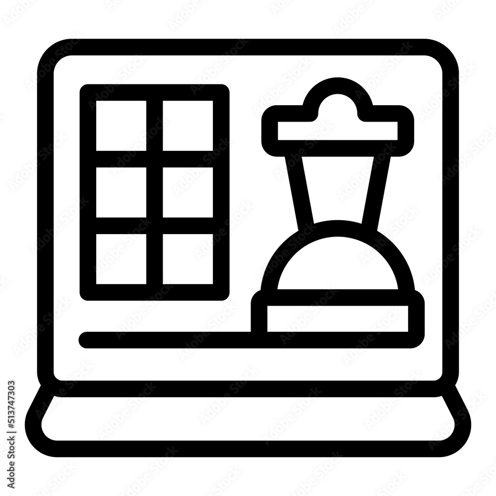 Online chess icon outline vector. Game board. Casino play Online chess icon outline vector. Game board. Casino play