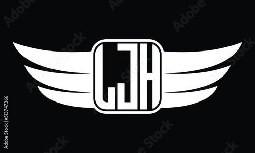 LIH three Letter Wings Flying Initial wing symbol minimalist creative concept flag icon professional logo design Vector template with abstract black and white tattoo photo