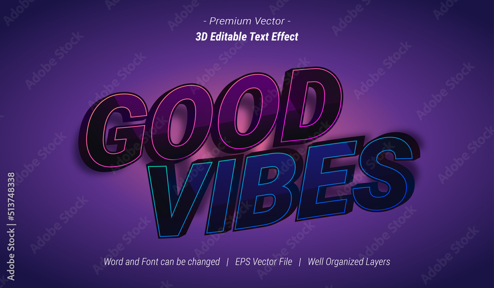 3D Good Vibes Editable Text Effect