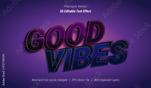 3D Good Vibes Editable Text Effect