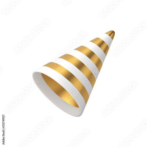 Festive birthday party cone hat holiday event celebration realistic 3d icon vector illustration