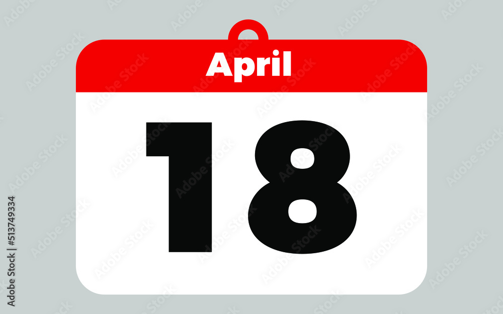 April, 18. White and red calendar. April, 18. White and red calendar.
