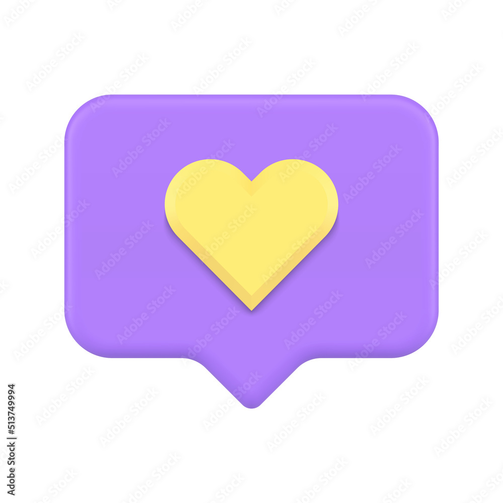 Online dating virtual like social networks communication quick tips alert realistic 3d icon vector Online dating virtual like social networks communication quick tips alert realistic 3d icon vector