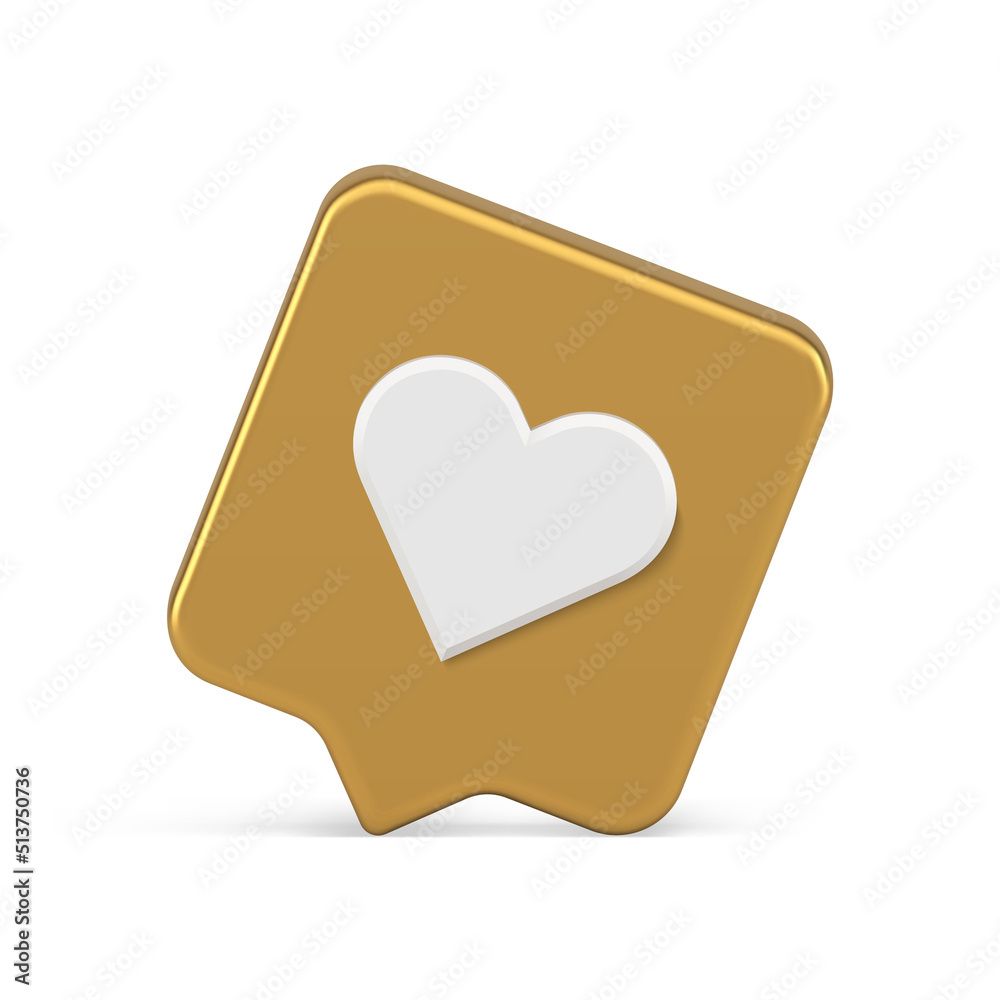 New like social media application internet alert golden badge template realistic 3d icon vector New like social media application internet alert golden badge template realistic 3d icon vector