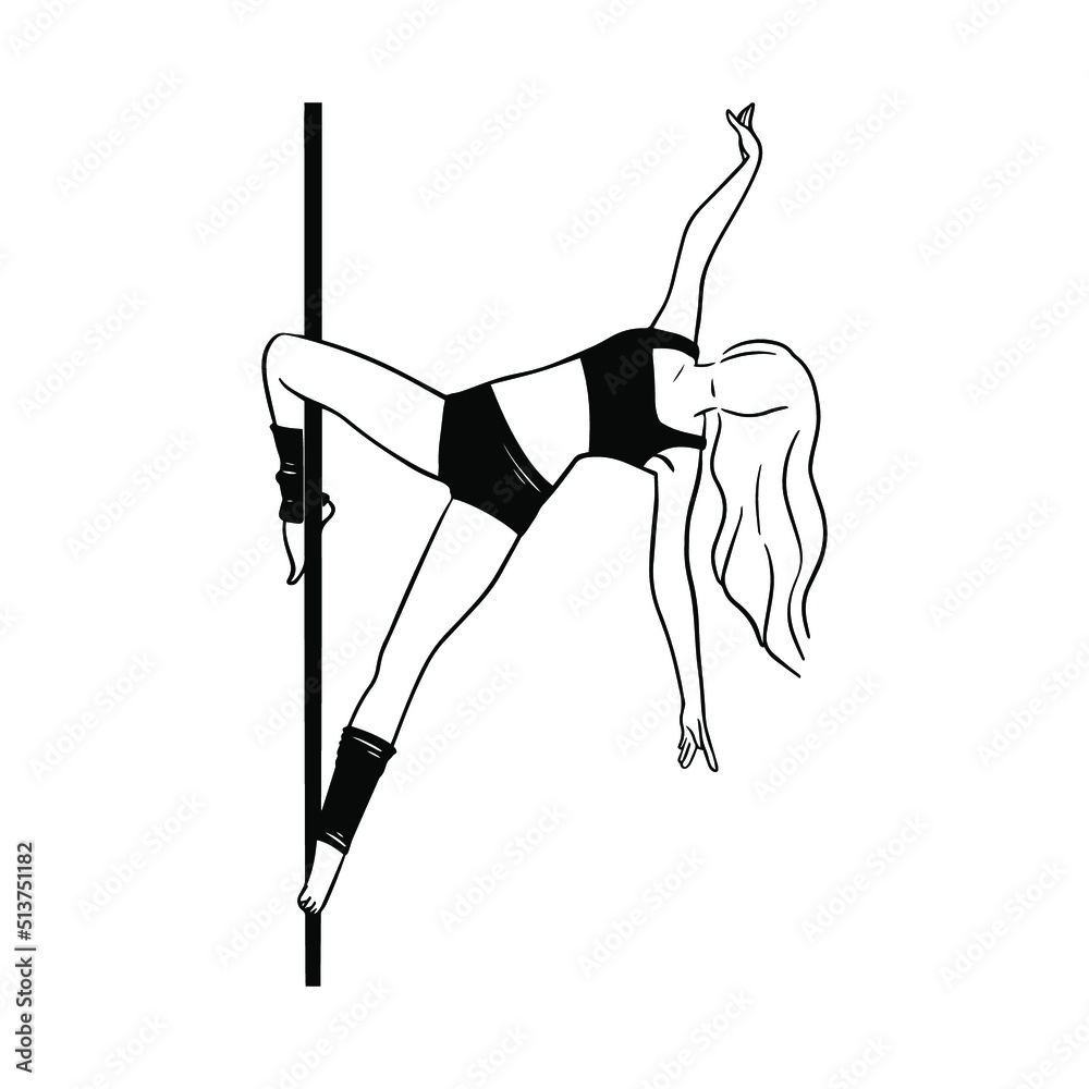 pole dancing woman silhouette. Vector sporty woman illustration.