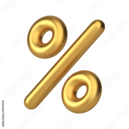 Golden percentage balloon premium business badge design realistic 3d icon vector illustration