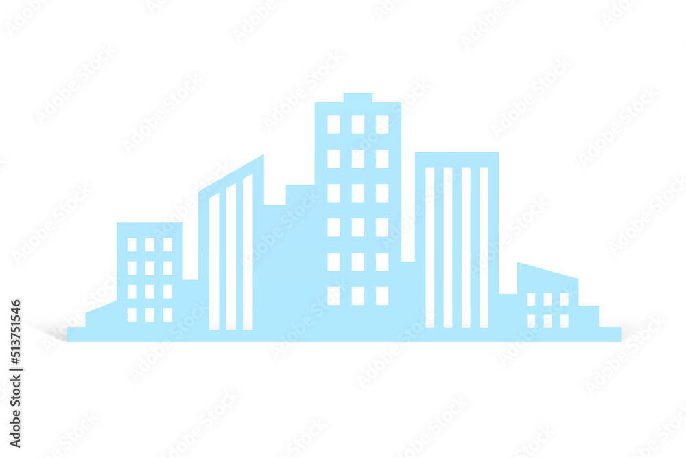Cityscape silhouette skyscrapers downtown district horizontal real estate realistic 3d icon vector