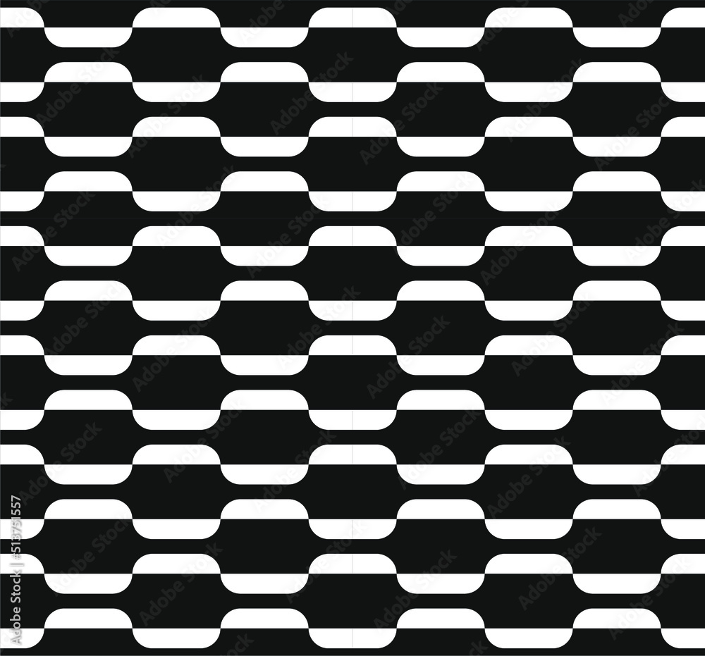 Obraz premium abstract geometric shape curve vector black and white seamless pattern
