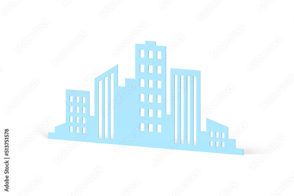 City residential apartment building exterior cityscape diagonally placed realistic 3d icon vector