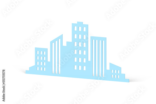 City residential apartment building exterior cityscape diagonally placed realistic 3d icon vector