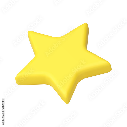 Yellow star flying five pointed glossy symbol best achievement element realistic 3d icon vector