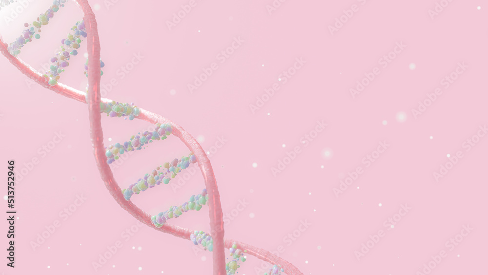 Abstract Pink DNA. Designed in pastel tone. can be used in education, science or medicine industry background. 3D Render.