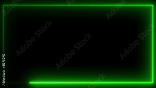 Wallpaper Mural Green moving color rectangle neon frame box animation seamless loop. Neon line frame or border overlay light effect. Abstract Neon line frame animation. Seamless loop. Torontodigital.ca