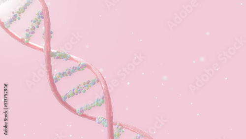 Obraz na płótnie Abstract Pink DNA. Designed in pastel tone. can be used in education, science or medicine industry background. 3D Render. w salonie