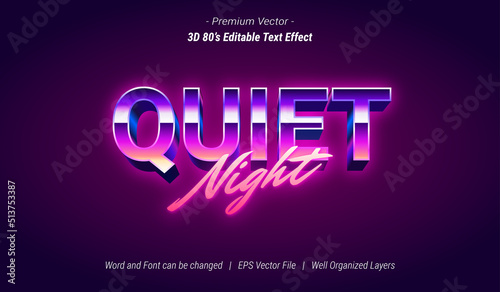 3D Quiet Night Editable Text Effect