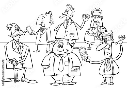 cartoon elder people or seniors characters coloring page