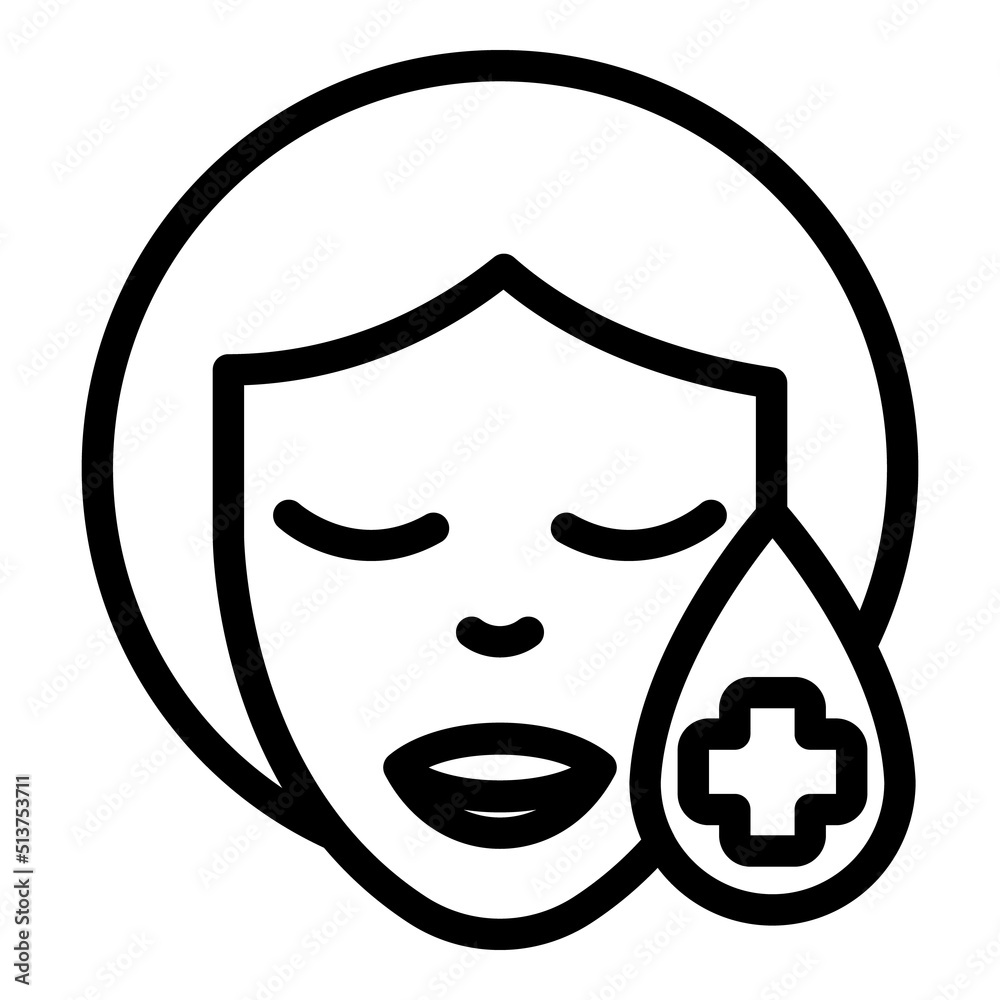 Face skin medical help icon outline vector. Health disease. Acne scar Face skin medical help icon outline vector. Health disease. Acne scar