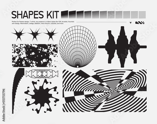 Unusual Strange Vector Trendy Geometric Chaos Shapes Composition Background
