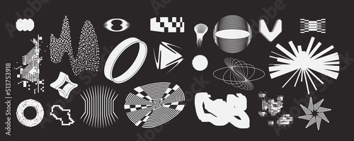 Unusual Strange Vector Trendy Geometric Chaos Shapes Composition Background