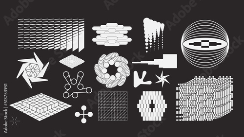 Unusual Strange Vector Trendy Geometric Chaos Shapes Composition Background