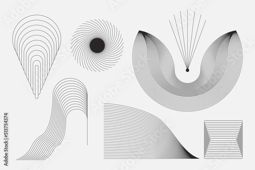 Modern Abstract Boho Linear Vector Shapes Set universal geometric graphics