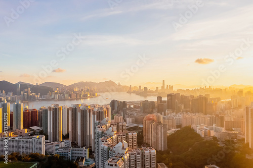 Photography Sunset over Victoria Harbor as viewed at Eat of kowloon 1 May 2022