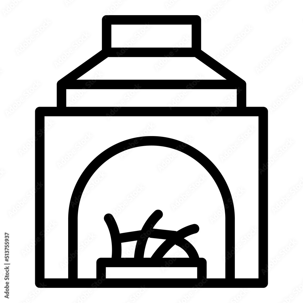 Wood fireplace icon outline vector. Furnace burning. Stove air