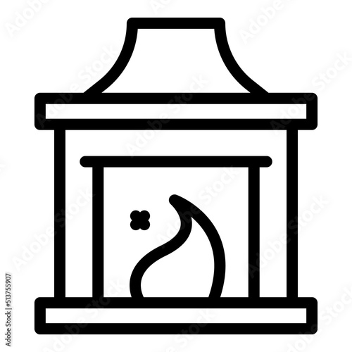 Fireplace icon outline vector. Wood stove. Fire brick
