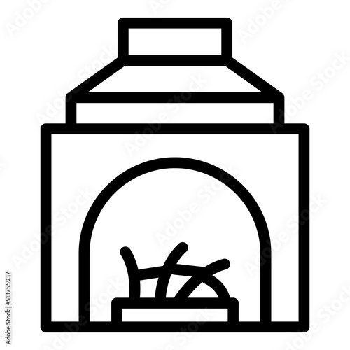 Wood fireplace icon outline vector. Furnace burning. Stove air