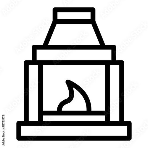 Wood fireplace icon outline vector. Furnace burning. Industrial heater