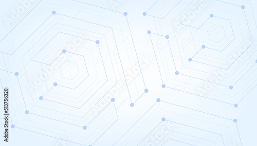 Abstract blue lines and dots connect background. Technology connection digital data and big data concept.