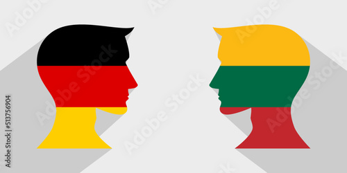 face to face concept. germany vs lithuania. vector illustration
