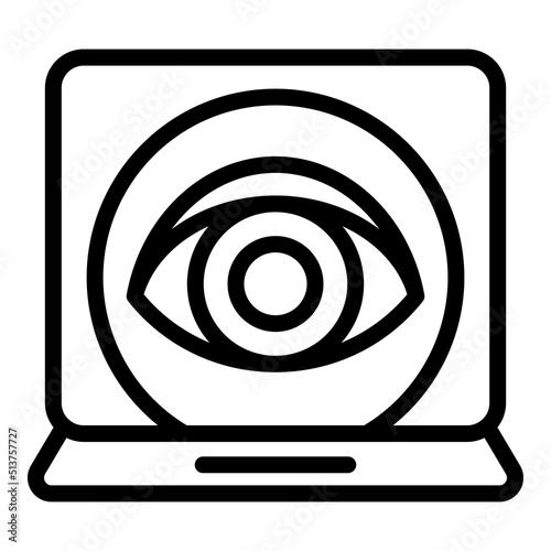 Laptop eye care icon outline vector. Surgery eye. Lens test