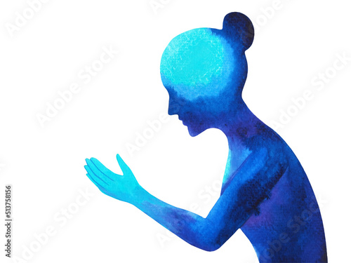 Obraz na plátně spiritual woman meditate mental mind soul health connect universe chakra healing