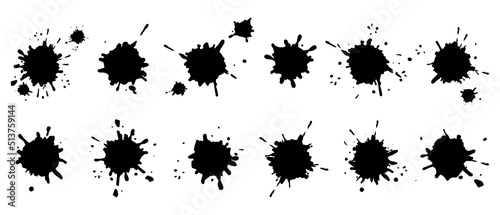 Splashes of ink paint  set of blots.  Vector illustration