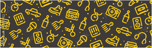 Hip hop icon pattern background wide banner