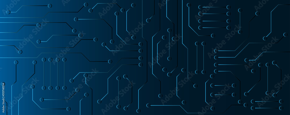 Blue circuit electronic or electrical line with circle engineering technology concept vector background Blue circuit electronic or electrical line with circle engineering technology concept vector background