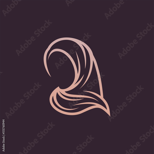 Muslim female in hijab , logo design, vector illustration
