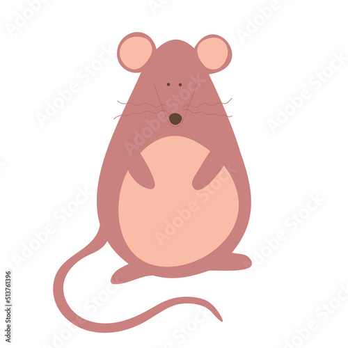 Vector drawing of a mouse in boho style on a white background. Clipart for logo, booklet, business card, design