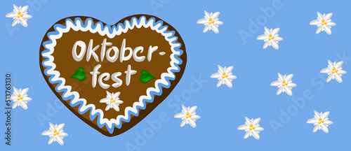 Lebkuchenherz Oktoberfest mit Edelweiß