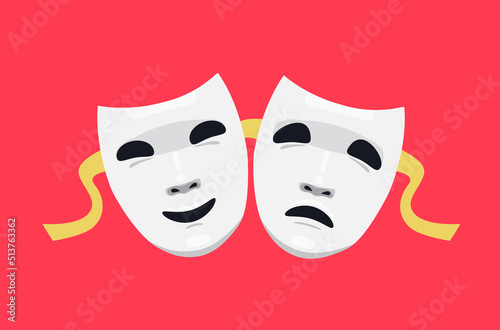 theatre masks comedy and tragedy vector illustration