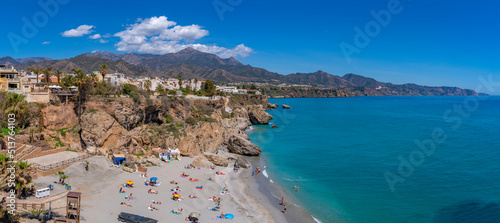 View of Playa de Calahonda beach and coastline in Nerja, Costa del Sol, Malaga Province, Andalusia