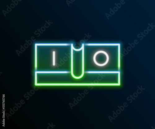 Glowing neon line Electric light switch icon isolated on black background. On and Off icon. Dimmer light switch sign. Concept of energy saving. Colorful outline concept. Vector