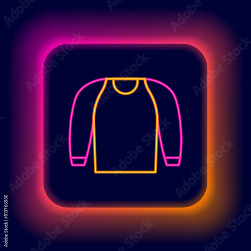 Glowing neon line Sweater icon isolated on black background. Pullover icon. Sweatshirt sign. Colorful outline concept. Vector