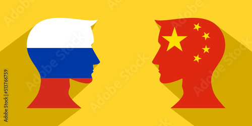 face to face concept. russia vs china. vector illustration
