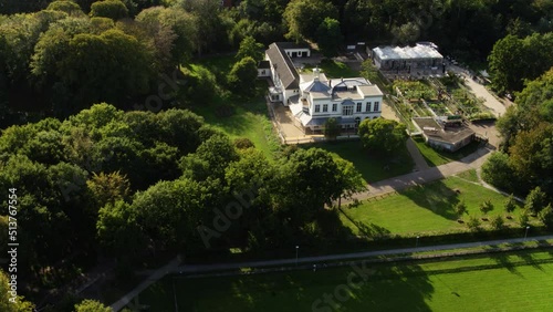 Aerial Drone overlooking Villa Ockenburg, Den Haag, Netherlands photo