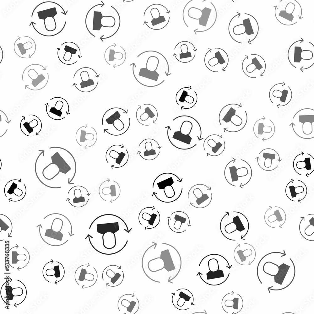 Black Exchange work icon isolated seamless pattern on white background. Information exchange between people. Employee or people Replacement or swap position concept. Vector Black Exchange work icon isolated seamless pattern on white background. Information exchange between people. Employee or people Replacement or swap position concept. Vector